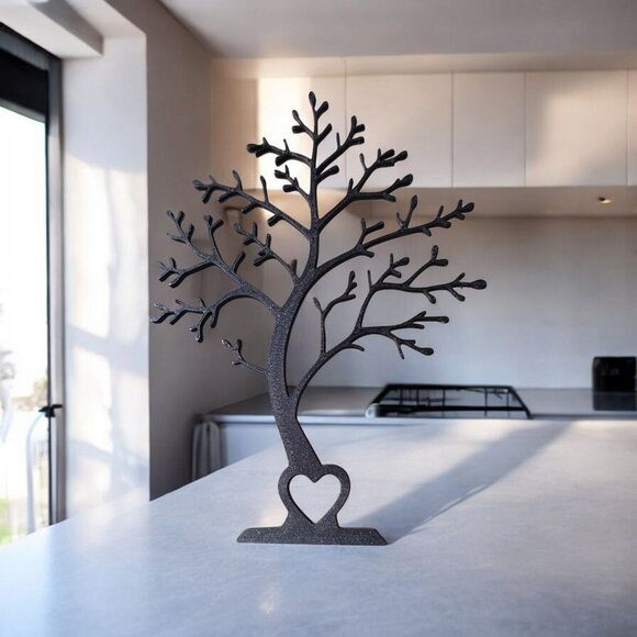 Minimalist Tree Decor Heart Home Accent Handmade Black - Picture 5 of 12